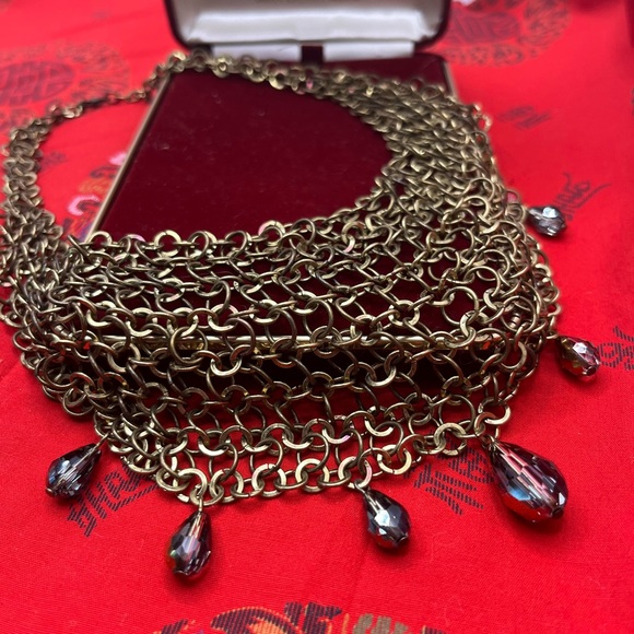 Statement Chainmail w/ Faceted Glass Beads & Geometric Reversible Bib Necklaces - Picture 5 of 9